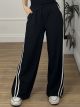 Side Stripes Wide Pants-NEW/Black