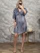 Satin Stripes Mini Dress-5044/Ciel