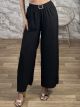 Cotton Highwaist StrassBuckle Pants-465/Black
