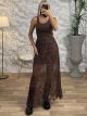 Lace Knitted Dress-4531/Chocolat