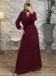 Maxi Muslin Dress-3043/Burgundy