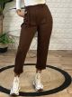 Highwaist Belt Sweatpants-3055/Chocolat