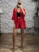 Viscose Casual Kimono Shorts Set/Red