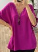 Zipper Plus Top/Magenta