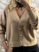 Golden Buttons Cardigan-14612/Camel