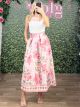 Floral Satin Maxi Skirt/Pink