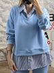 Soft Stripes Ve Shirt Sweatshirt/L.Blue