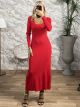 Maxi Rip Knitted Dress/Red