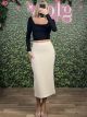 SuperSoft Midi Pencil Skirt/Beige