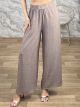 Cotton Highwaist StrassBuckle Pants-465/Mocha