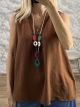 MultiChrome Necklace Ve Sleeveless Top-24789/Chocolat