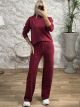 Rhinestones Knitted Turtleneck Set/Dark Red