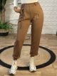 Highwaist Belt Sweatpants-3055/Camel