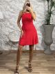 Knitted Mini Closs Dress-5375/Red