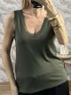 Sleeveless Lace Elastic Top/Khaki