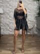 Full Fringed Knitted Dress-Kimono-006/Black