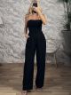 Corset X-Back Strapless Top & Pants Set-47428/Black
