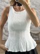 Crep Peplum Top-48019/White