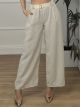 Wide Leg Cotton Pants/Beige