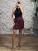 Satin Wrap Mini Skirt-6326/Burgundy