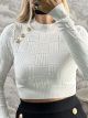 GoldenButtons Knitted Crop Top/White