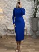Knitted Textured Midi Dress/Blue Royal