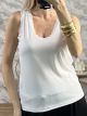 Sleeveless Lace Elastic Top/White
