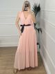 Muslin Rufflesleeves Pleated Dress/Pink