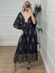 Viscose Boho Golden Stripe Dress-NEW/Black