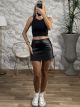 GLOW Leather Elastic Skort/Black