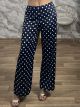 Polka Dot Elastic Pants/Navy Blue