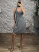 Ribbed Viscose WoodenButtons Mini Dress/Grey