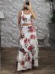 Floral CropTop&Skirt Set/White