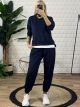 Viscose Double Zipper Set-3642/Dark Blue