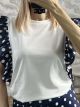 Polka Dot Sleeves Top/White