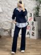 Viscose Layer Shirt Set-3346/Navy Blue