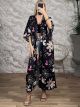 Satin Long Belt Kimono-1591/Black
