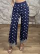 Wide Embroidered Pants-80104/Navy Blue