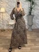 Maxi Muslin Print Dress/Leo-Dark