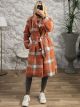 Teddy Double Plaid Belt Coat/Orange