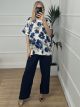 Plus Size Floral Set/Navy Blue