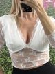 Cropped Lace C-Through Top/White