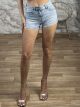 Studs Denim Shorts-351/Light Blue