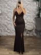 Lace Corset Top Maxi Dress-49275-16/Chocolat