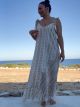 Viscose Gold Print Boho Dress-2544/White