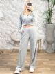 Velvet Cropped Set-3670/Grey