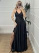Maxi Satin Split Dress/Black