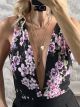 Crep Ve Floral Bodysuit/Black