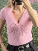 Waffle Fabric Knot Top/Pink
