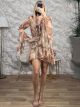 TwoPieces C-Through Ruffles Mini Dress/Beige